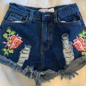 Floral Denim Shorts
